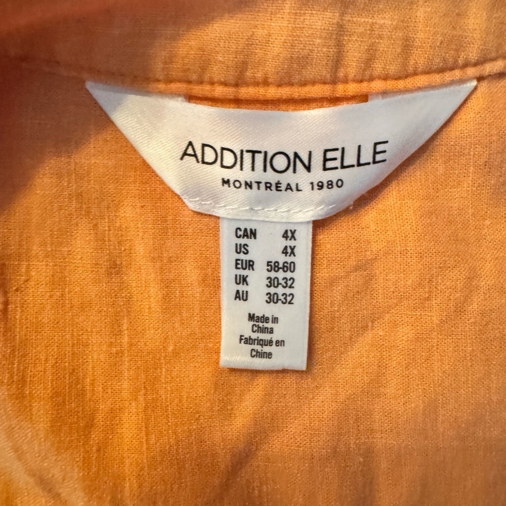 Addition Elle Linen Blend Tunic Top 4X Peach Coral J21 - Picture 8 of 8